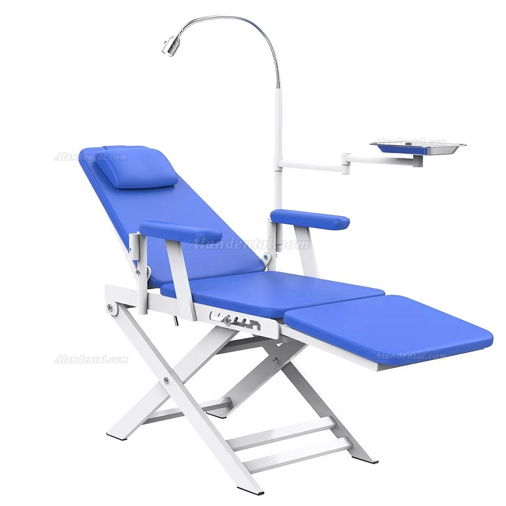 Dental Portable Folding Chair / Mobile Dental Chair with LED Light Lamp & Dental Tray